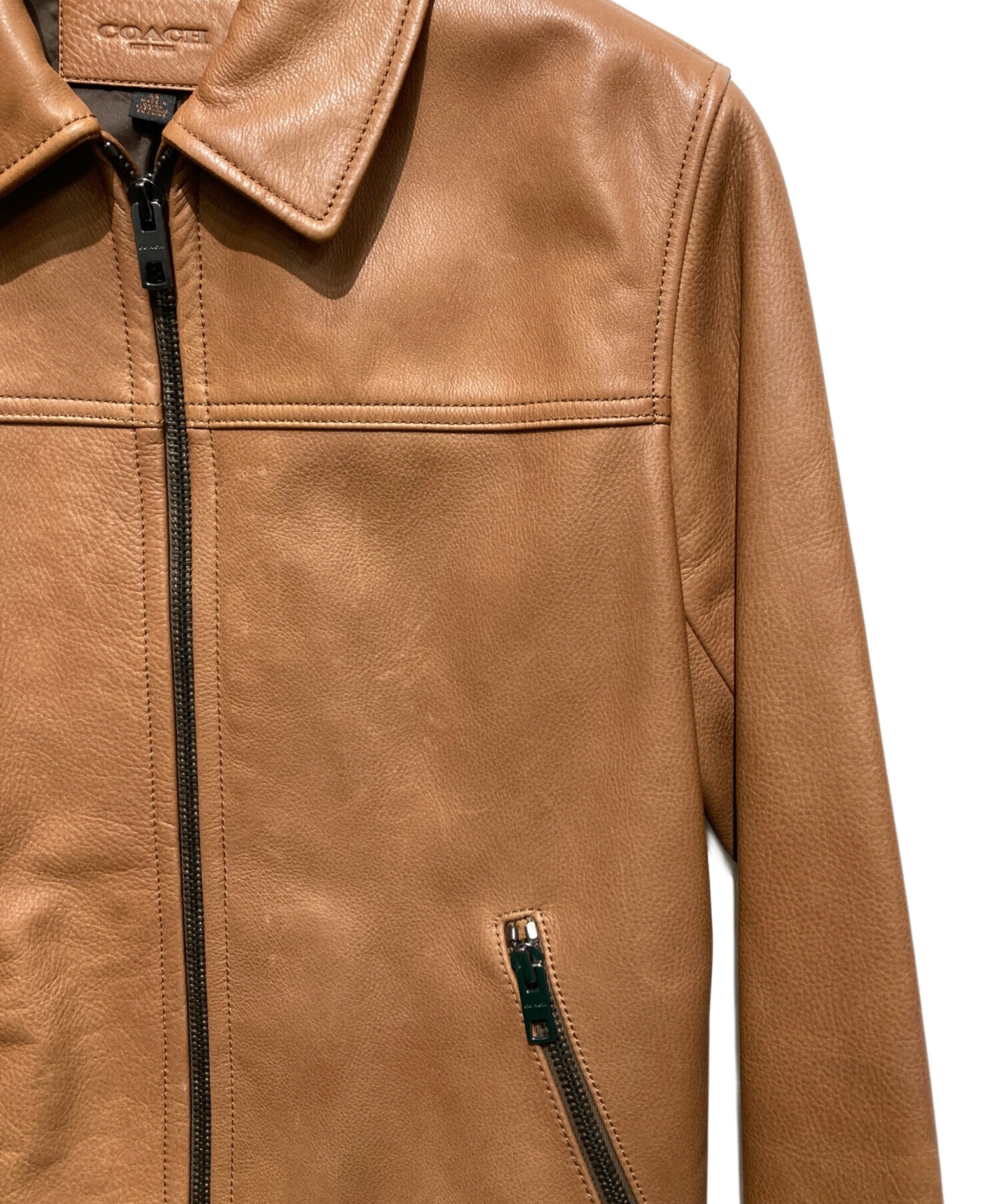 中古・古着通販】COACH (コーチ) シングルレザ‐ジャケット ブラウン