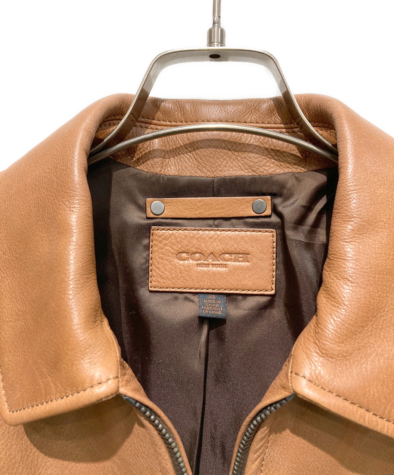 ち*い様 COACH ブラウン レザー シングルライダース週末限定値下げ COACH(コーチ) / シングルライダースジャケット/XS/レザー/ブラウン