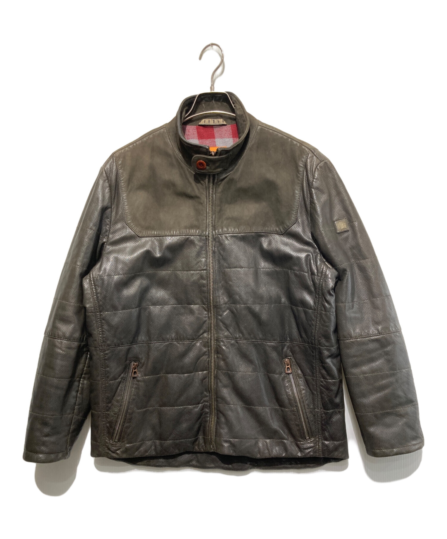 HUGO BOSS ラムレザー シングルライダース ブラウン 50 中古・古着通販】BOSS HUGO BOSS (ボス ヒューゴボス) レザー