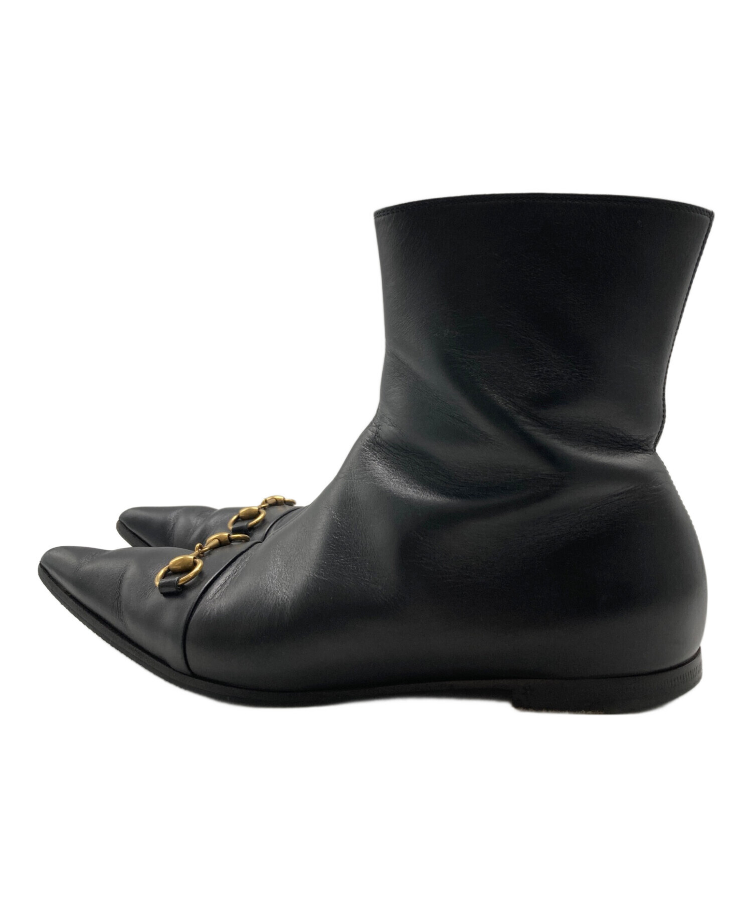 中古・古着通販】GUCCI (グッチ) サイドジップビットブーツ ブラック