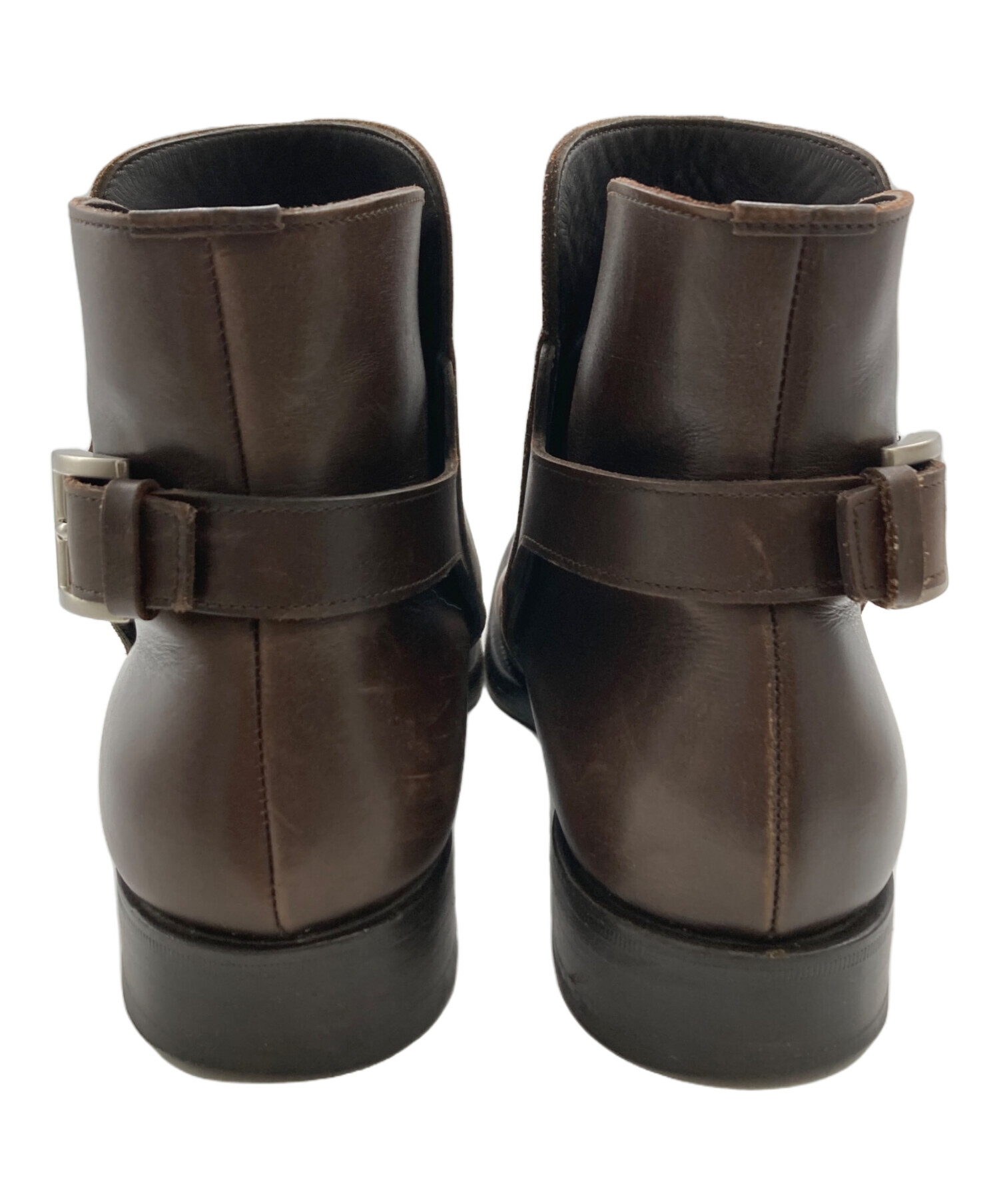 PRADA ブラウン レザー ブーツ 中古・古着通販】PRADA (プラダ) レザーブーツ ブラウン サイズ:6