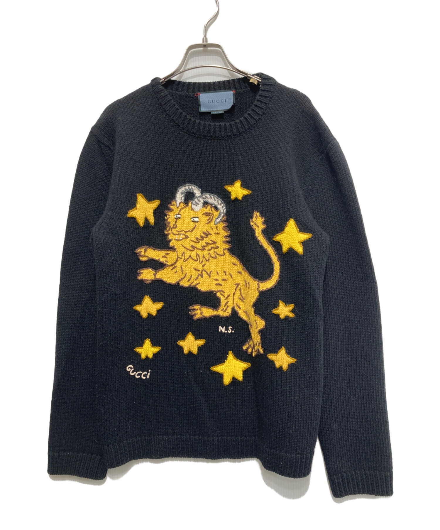 中古・古着通販】GUCCI (グッチ) 刺繍ニット ブラック サイズ:XS