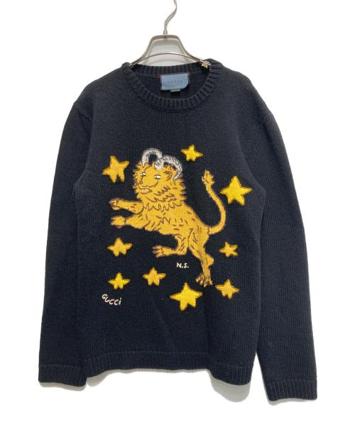 中古・古着通販】GUCCI (グッチ) 刺繍ニット ブラック サイズ:XS