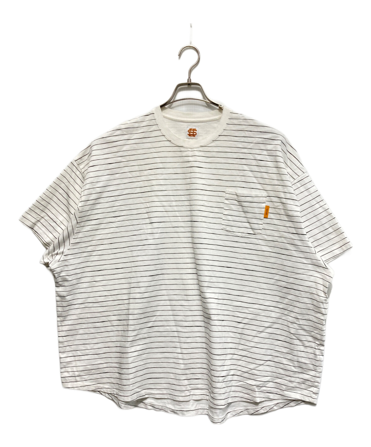 SEE SEE Tシャツ ホワイト ボーダー Lサイズ 中古・古着通販】SEESEE (シーシー) ボーダーTシャツ ホワイト サイズ