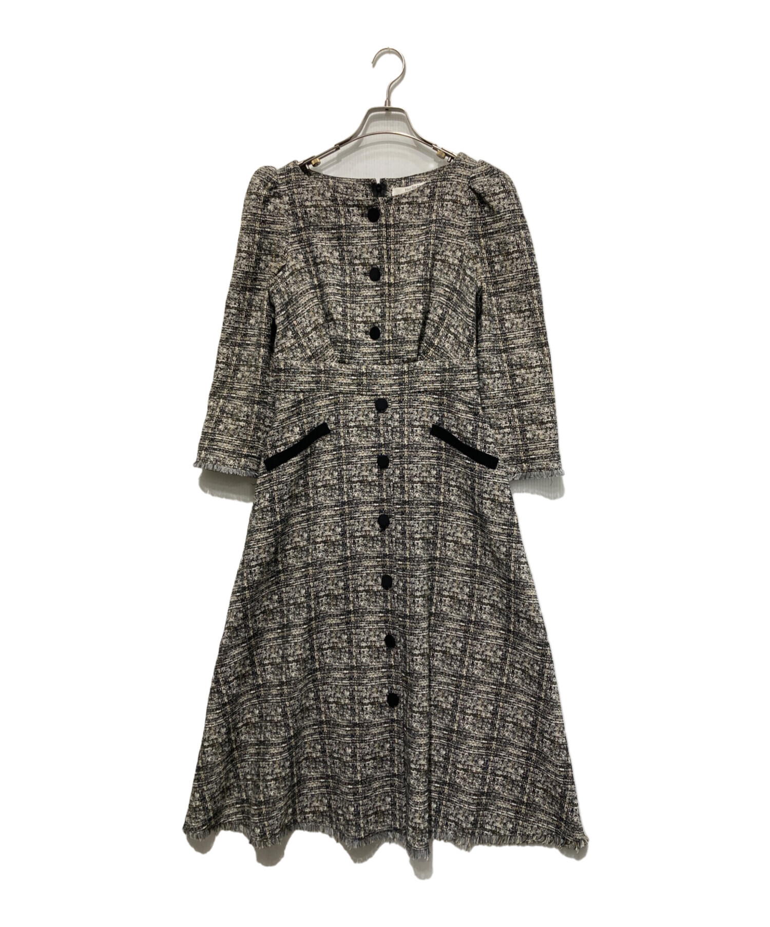 herlipto Classic Tweed Midi Dress Dorrit Purple Tweed Midi Dress L
