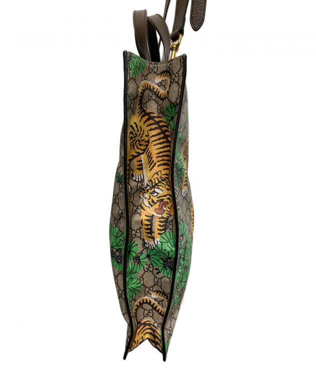 GUCCI タイガープリント リバーシブルポンチョ 2019年 36 中古・古着通販】GUCCI (グッチ) 2WAY GGスプリーム ベンガルプリント