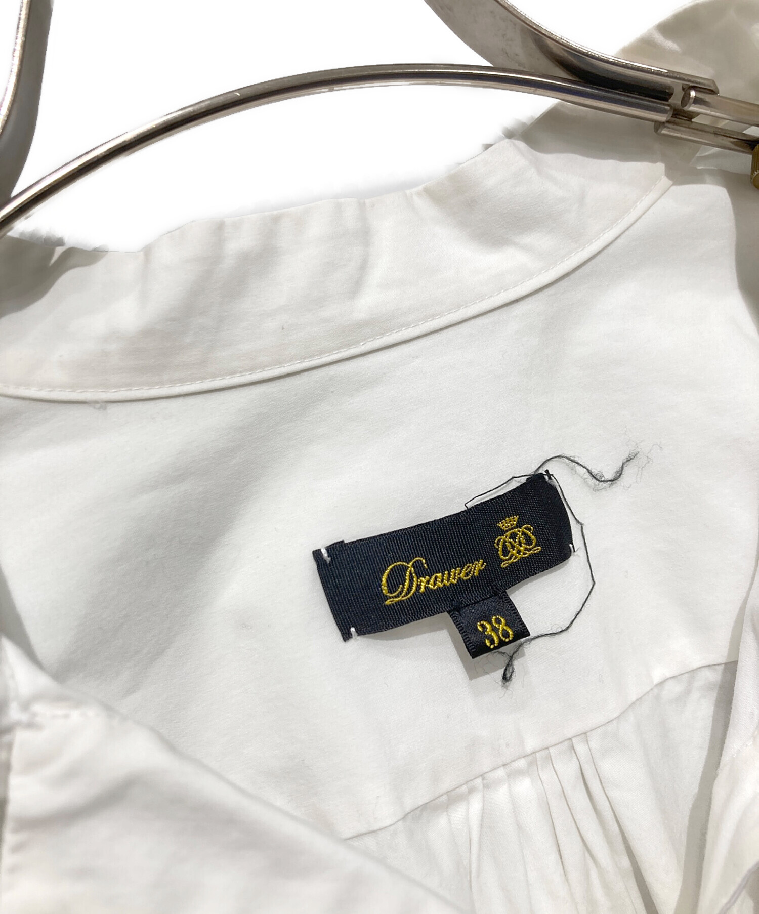 Drawer ドゥロワー ホワイトブラウス サイズ38/ブラミンク 中古・古着通販】DRAWER (ドゥロワー) コットンブロードダブルリボン