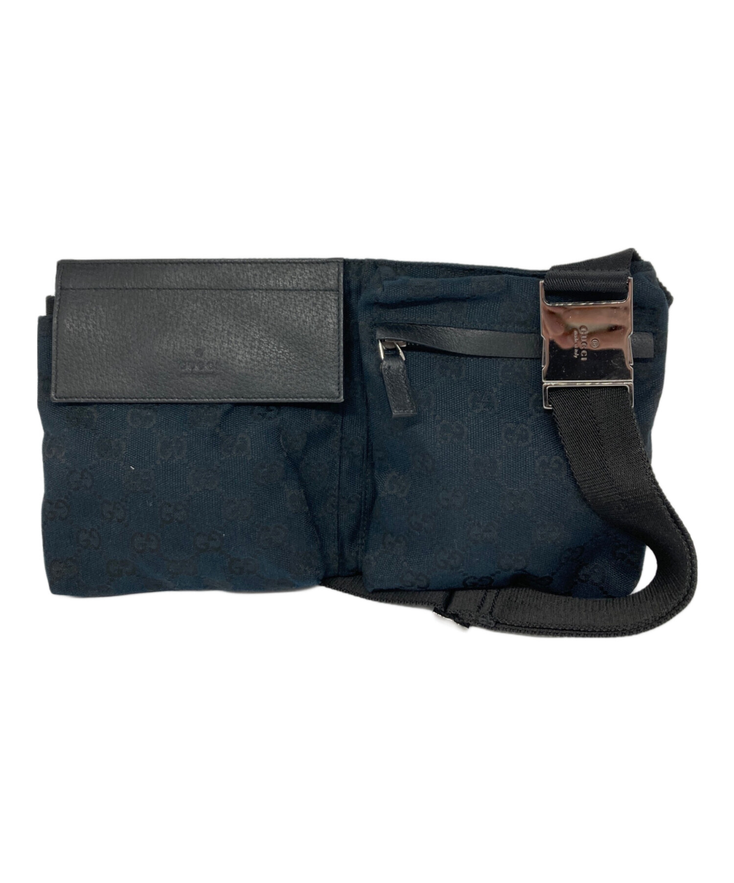 中古・古着通販】GUCCI (グッチ) GGキャンバスボディーバッグ ブラック