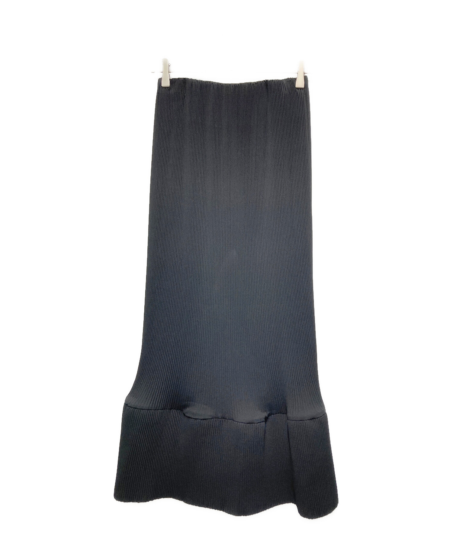 中古・古着通販】ENFOLD (エンフォルド) PLEAT WAVE SKIRT ブラック