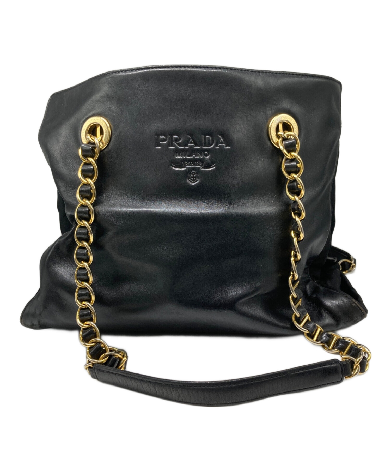 PRADA プラダ　チェーンバッグ 中古・古着通販】PRADA (プラダ) チェーンレザートートバッグ サイズ