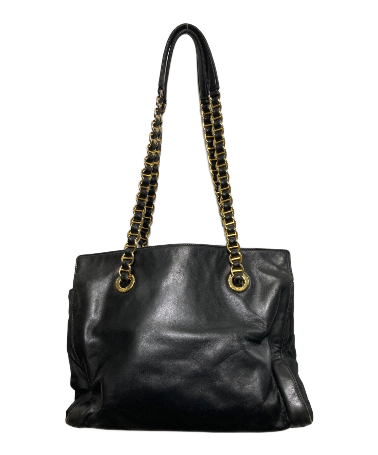 プラダ　チェーン　バッグ 中古・古着通販】PRADA (プラダ) チェーンショルダーバッグ ブラック