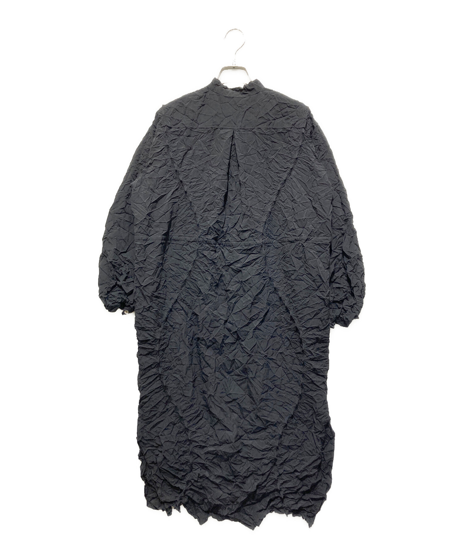 中古・古着通販】cucuri (ククリ) 有松絞りシャツワンピース ブラック
