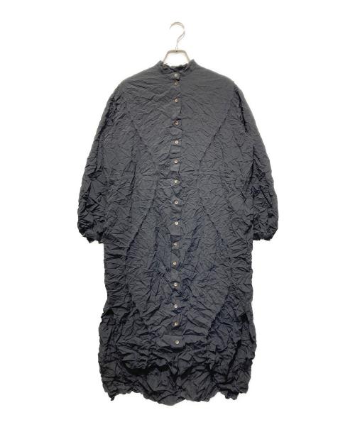美品 cucuri 有松絞り シャツ ジャケット ワンピース 中古・古着通販】cucuri (ククリ) 有松絞りシャツワンピース ブラック
