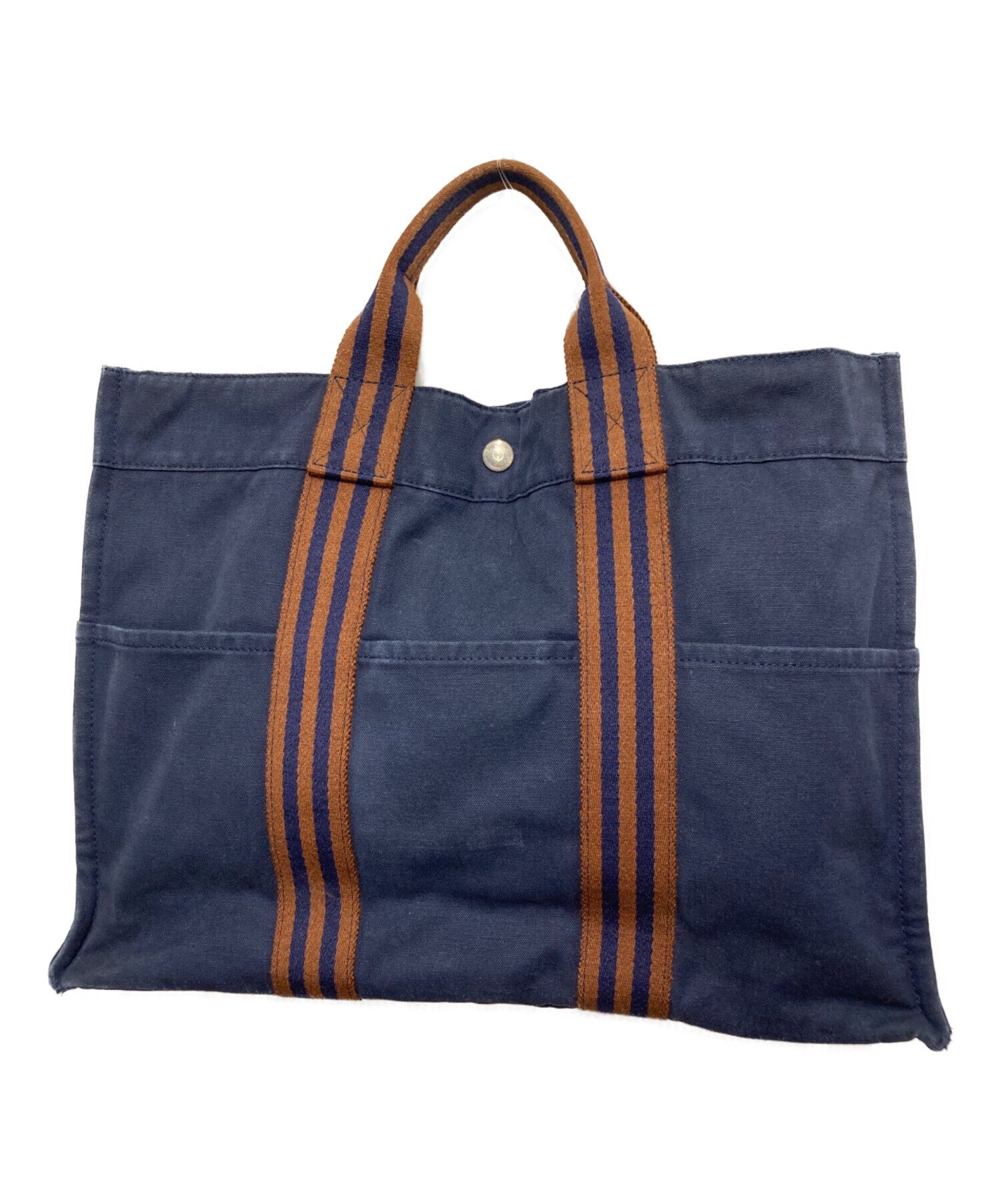 エルメス フールトゥ MM ネイビー×カーキ 成田空港免税店購入 中古・古着通販】HERMES (エルメス) フールトゥMM/トートバッグ