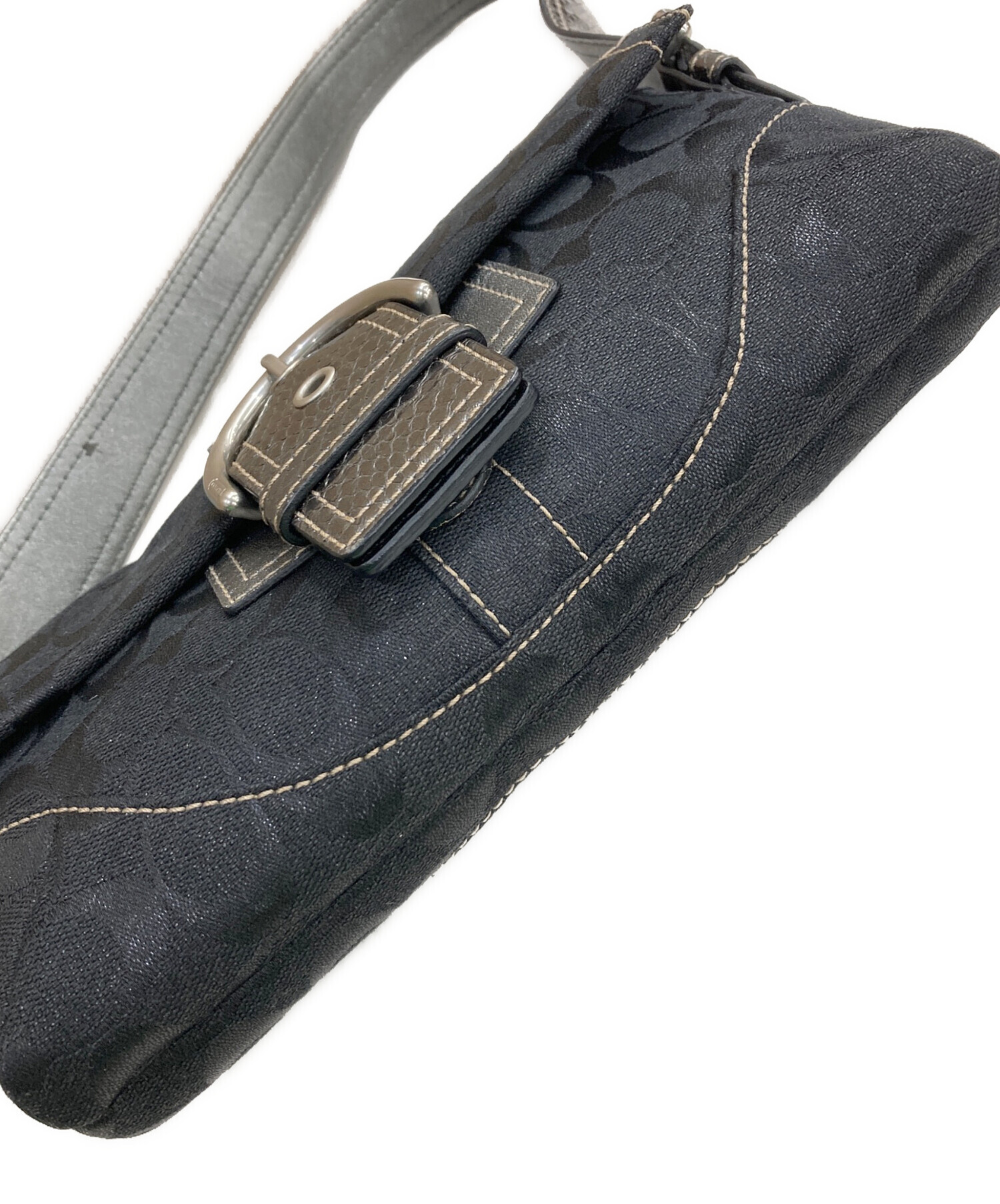 中古・古着通販】COACH (コーチ) ソーホーシグネチャーバッグ ブラック
