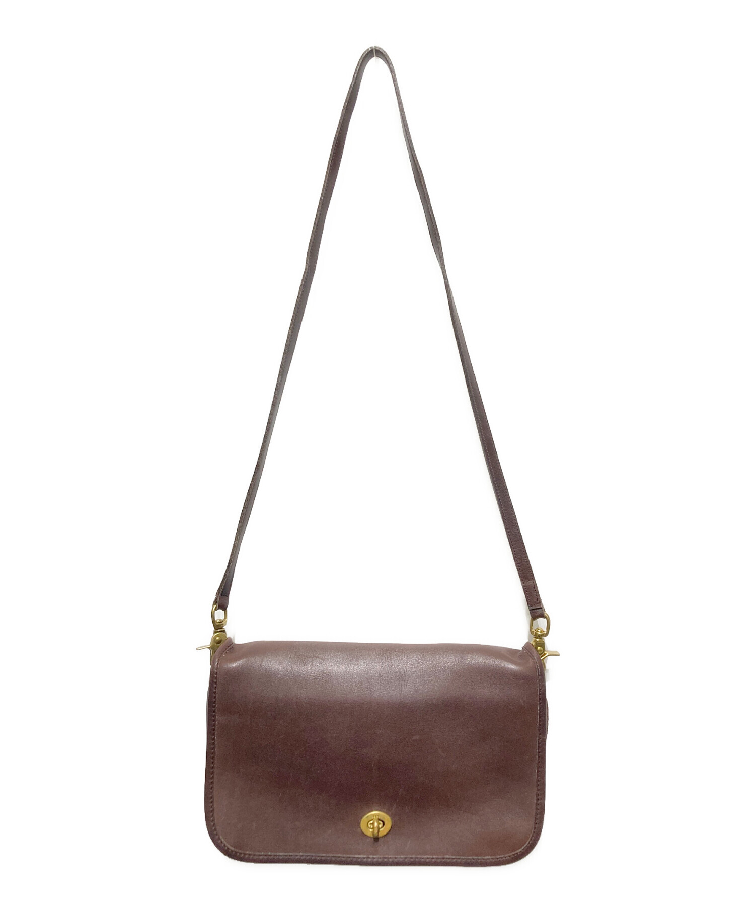 中古・古着通販】COACH (コーチ) レザーショルダーバッグ ブラウン