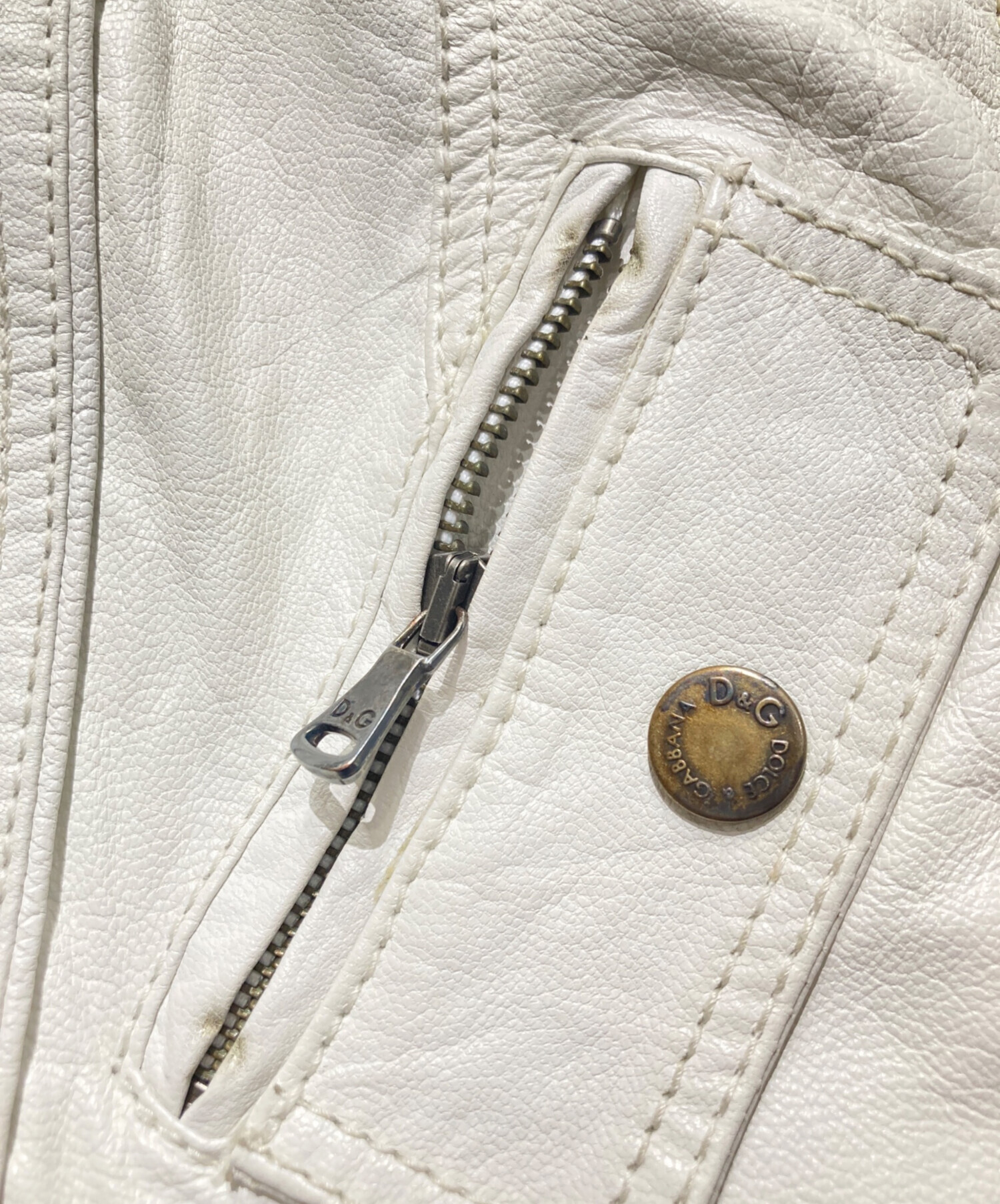 中古・古着通販】D&G (ディーアンドジー) レザージャケット ホワイト