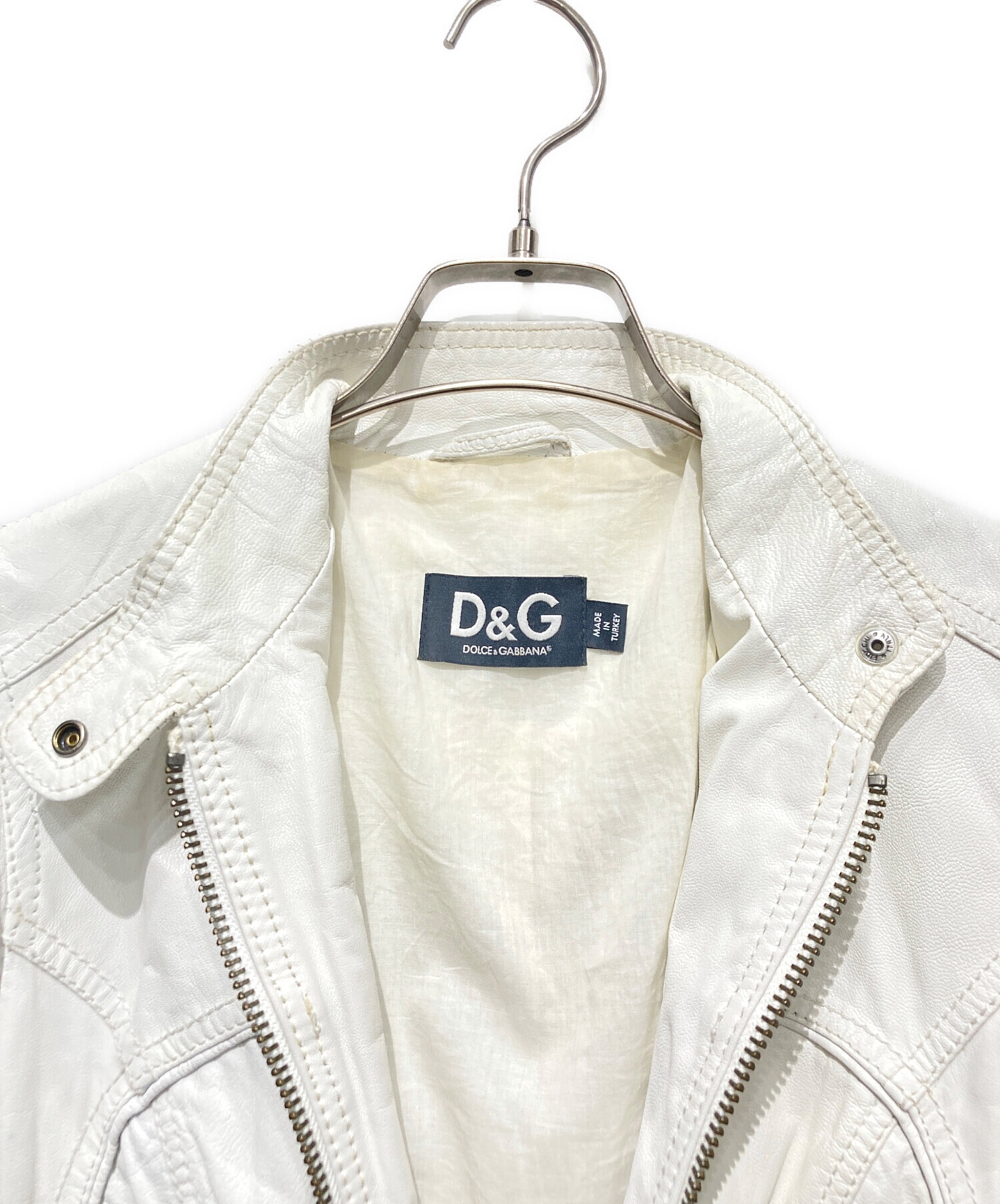 中古・古着通販】D&G (ディーアンドジー) レザージャケット ホワイト