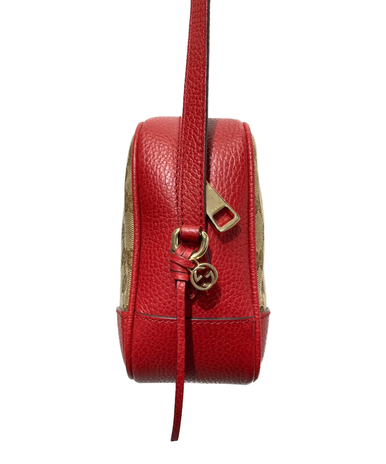 中古・古着通販】GUCCI (グッチ) GGキャンバス レザーショルダーバッグ