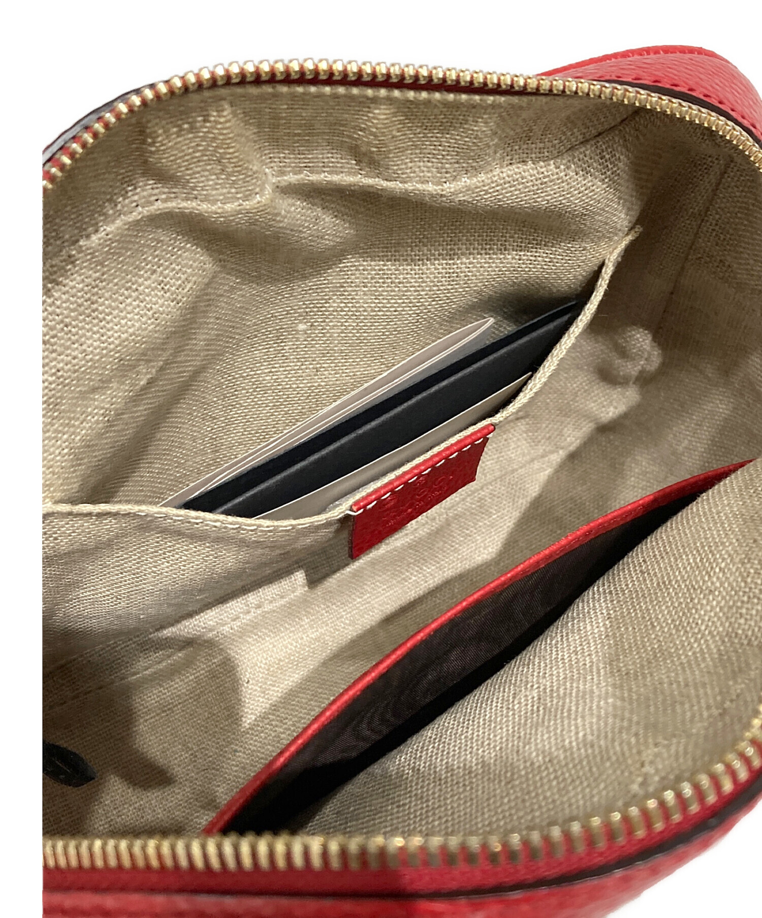 中古・古着通販】GUCCI (グッチ) GGキャンバス レザーショルダーバッグ