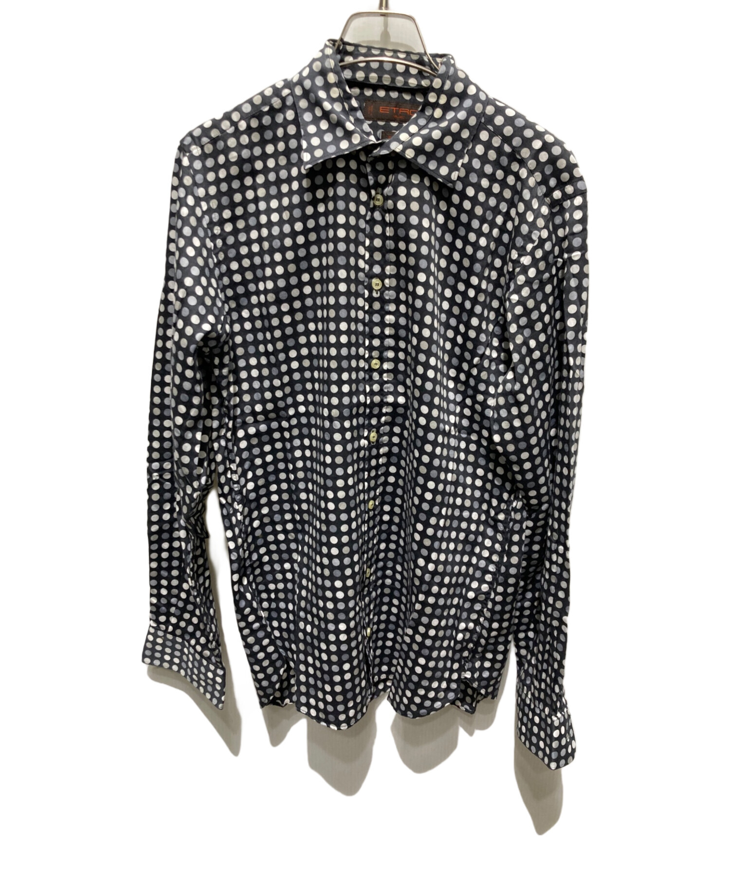 中古・古着通販】ETRO (エトロ) ドット柄シャツ ブラック×ホワイト