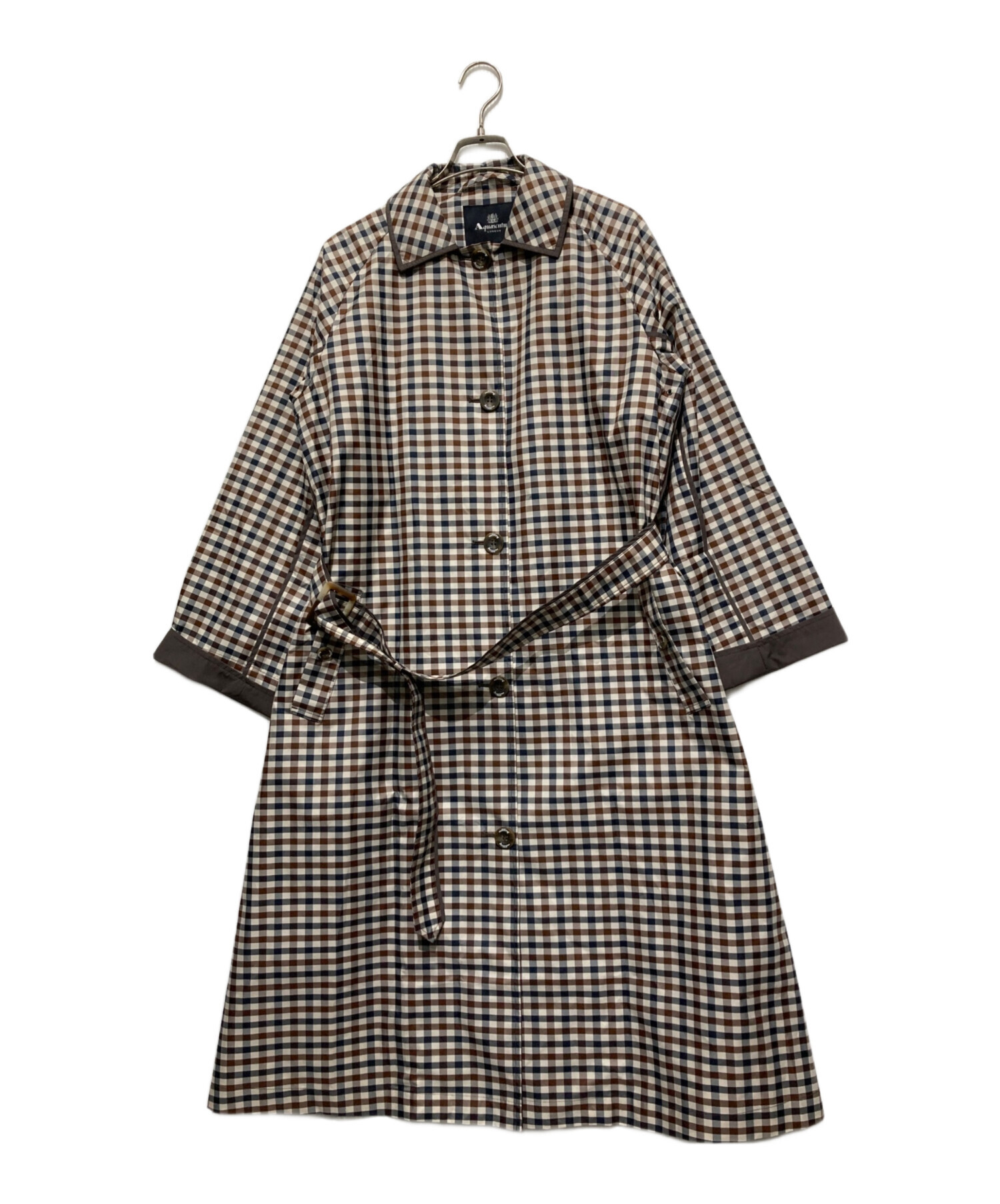 美品 Aquascutum トレンチ ギンガムチェックレインコート M 撥水 中古・古着通販】Aquascutum (アクアスキュータム) トレンチレイン