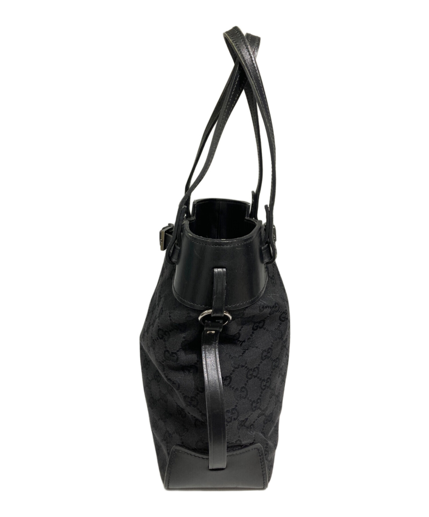 GUCCI　GGキャンバストートバッグ　ブラック 中古・古着通販】GUCCI (グッチ) GGキャンバストートバッグ ブラック