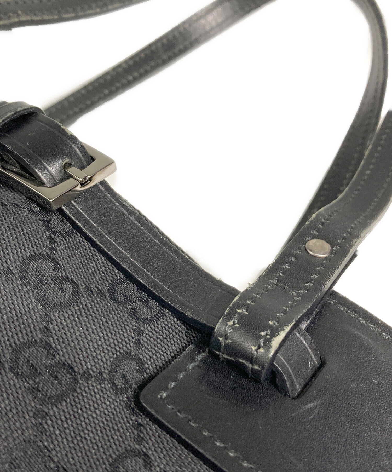 中古・古着通販】GUCCI (グッチ) GGキャンバストートバッグ ブラック