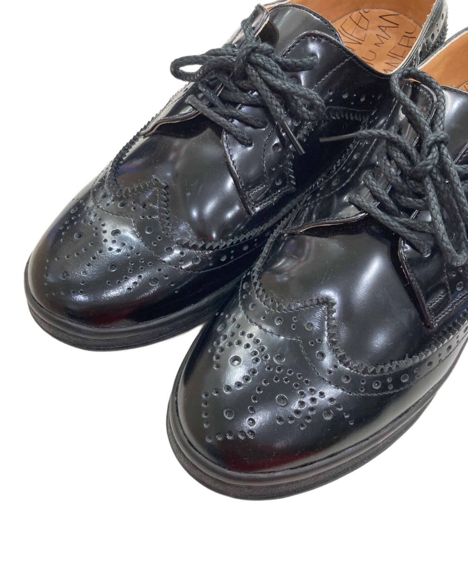 【美品】MANEBU ウィングチップ シューズ ブラック 中古・古着通販】MANEBU (マネブ) ウィングチップシューズ ブラック