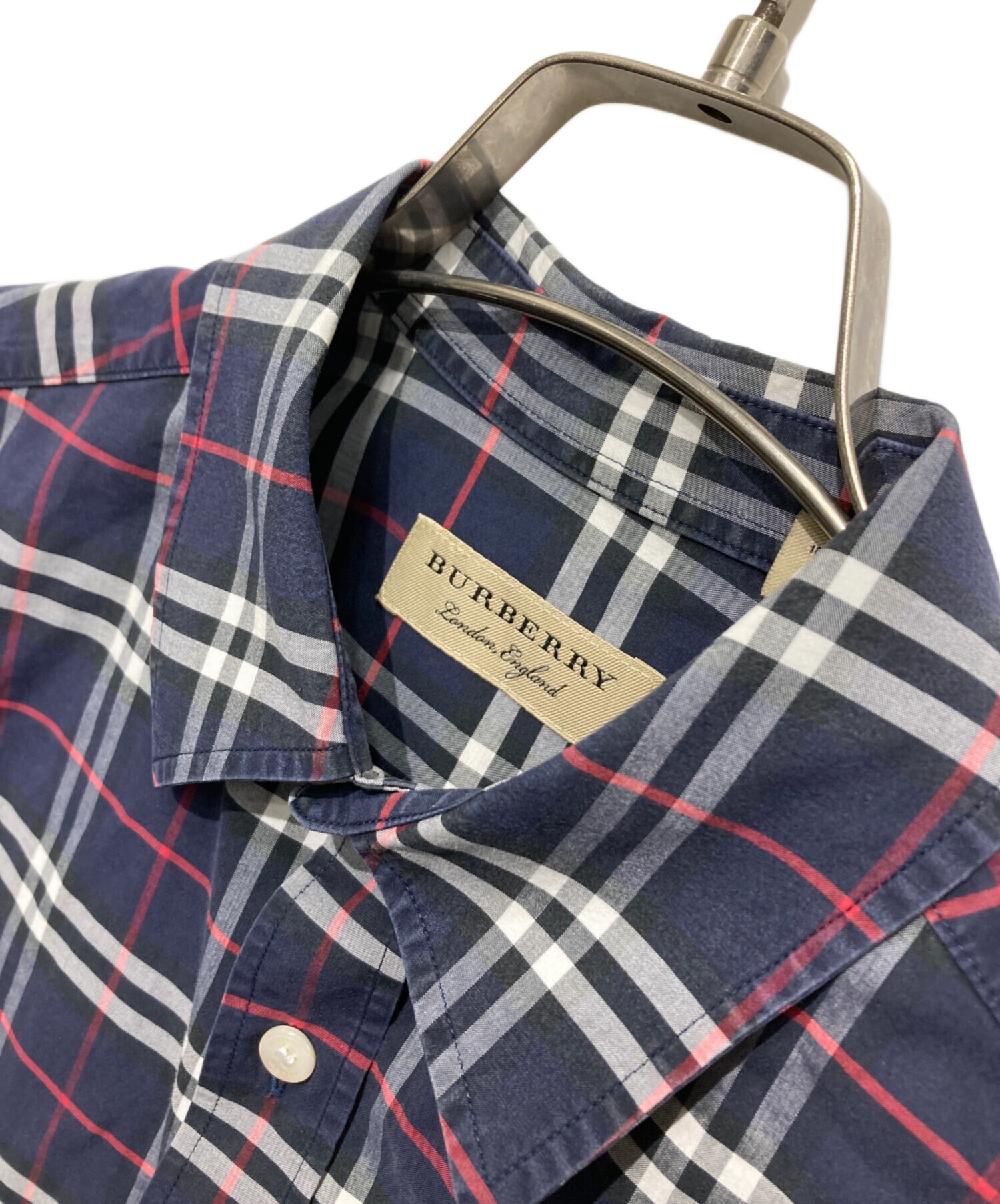 中古・古着通販】BURBERRY (バーバリー) チェックシャツ ネイビー