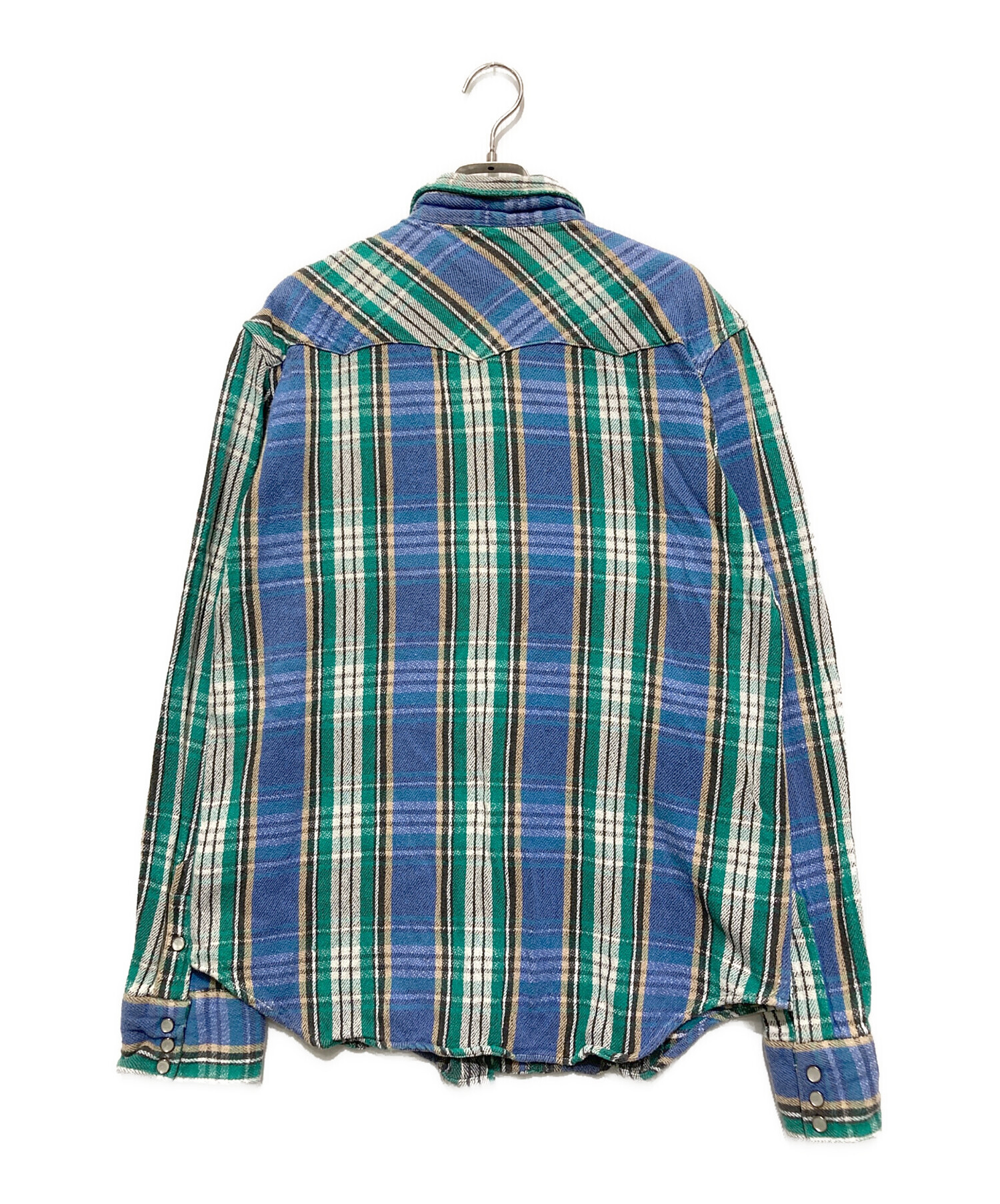 中古・古着通販】RRL (ダブルアールエル) チェックネルシャツ グリーン