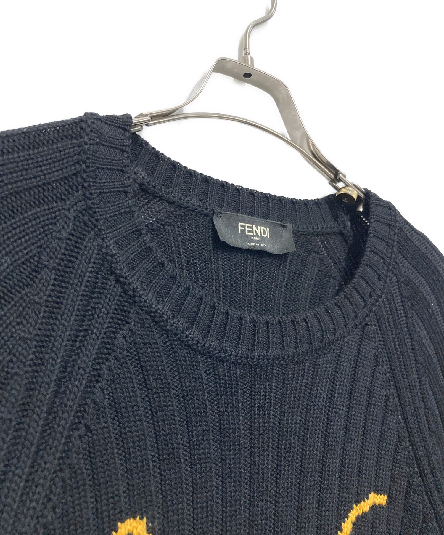中古・古着通販】FENDI (フェンディ) ロゴ ニットセーター ブラック