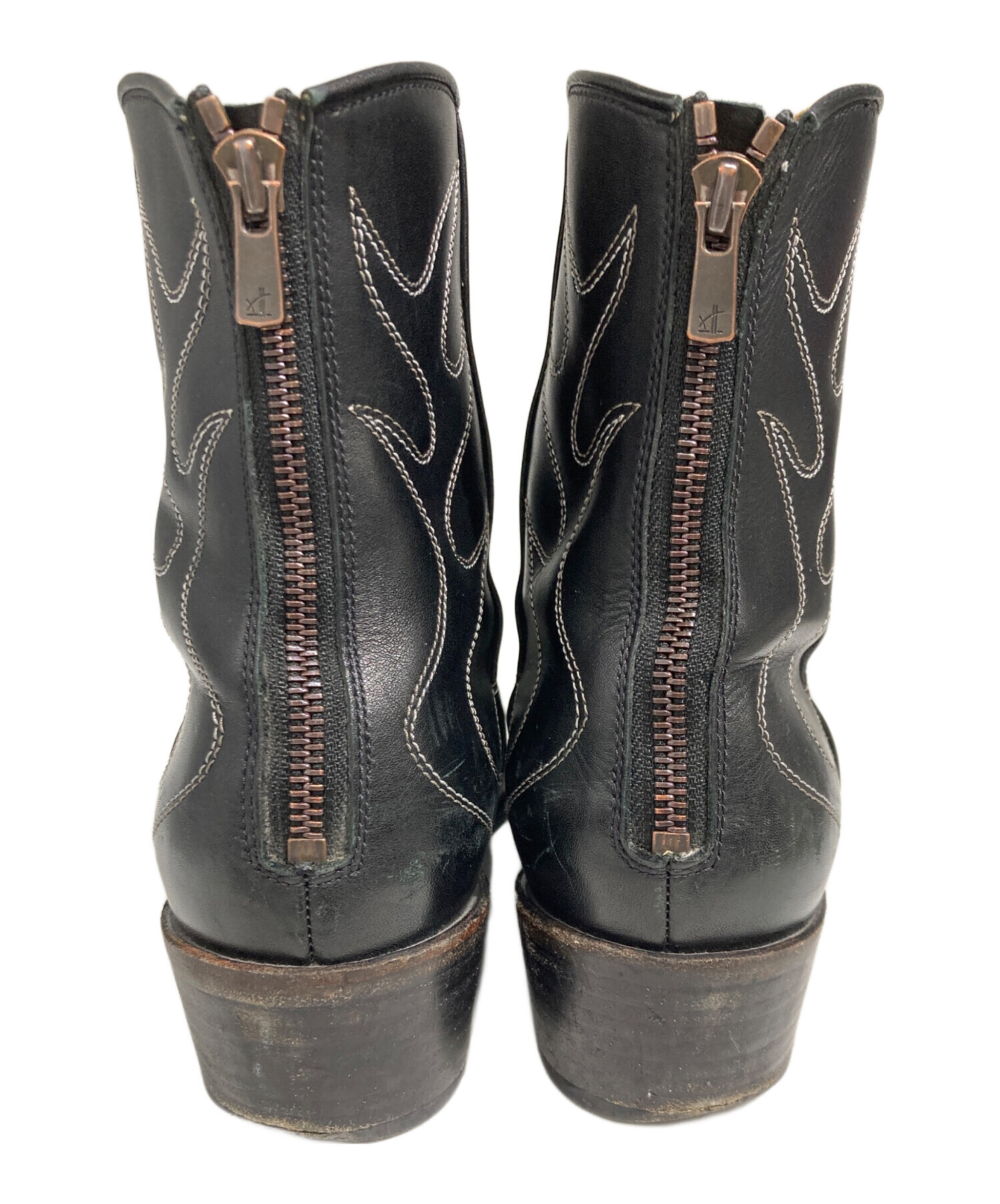 EARLE レザー ウエスタンブーツ ブラック 41 美品 中古・古着通販】EARLE (アール) Minimal western boots/ウエスタン