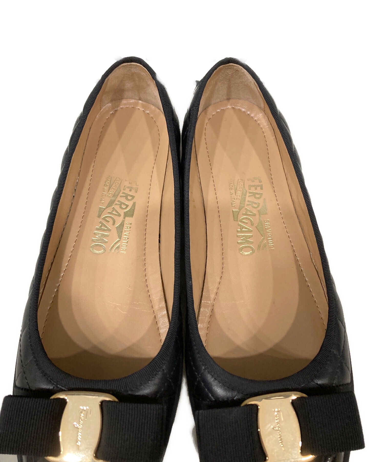 サルヴァトーレフェラガモ  フラットシューズ キルティング エナメル サイズ5 中古・古着通販】Salvatore Ferragamo (サルヴァトーレ フェラガモ