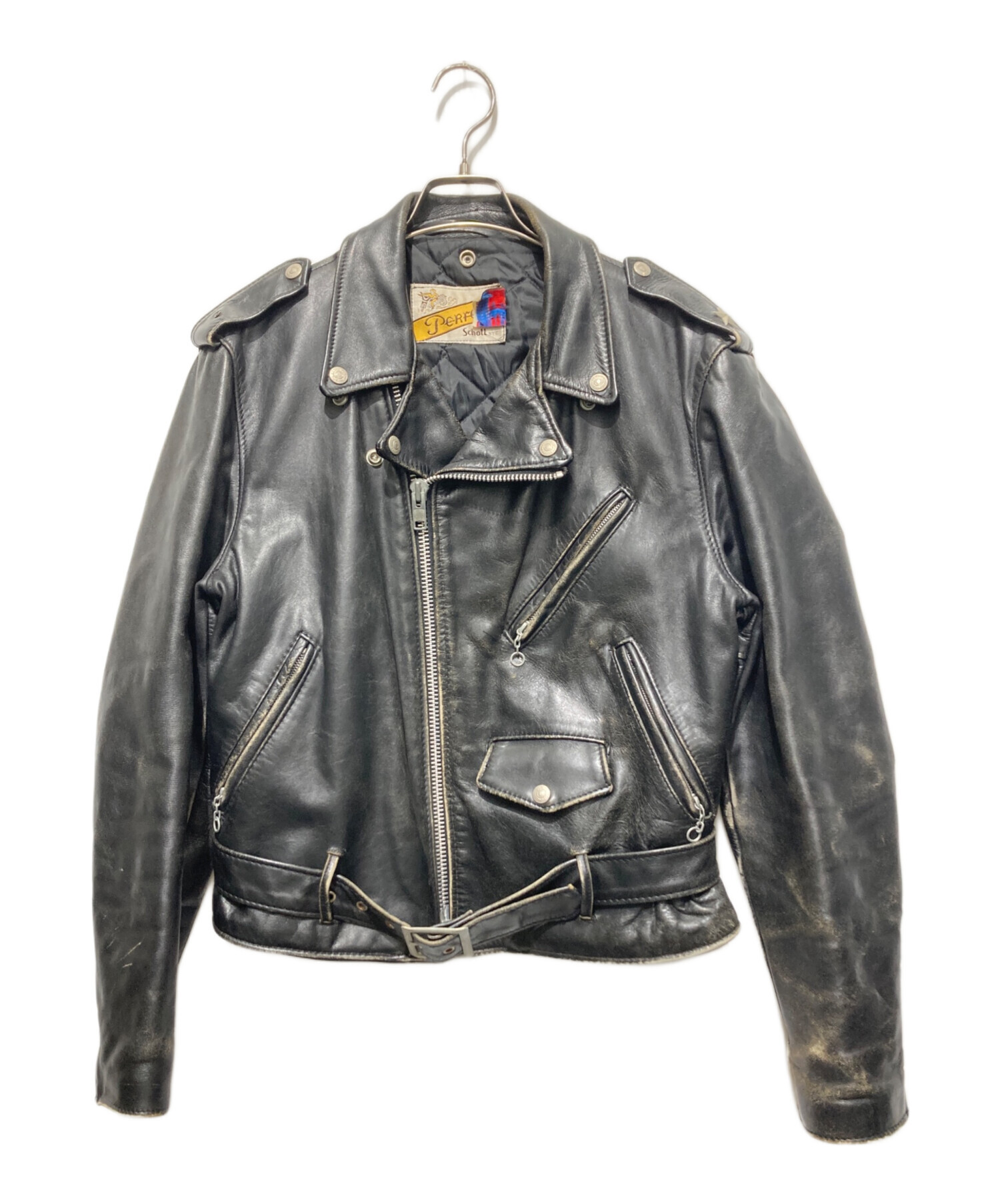 中古・古着通販】Schott (ショット) ダブルレザージャケット ブラック