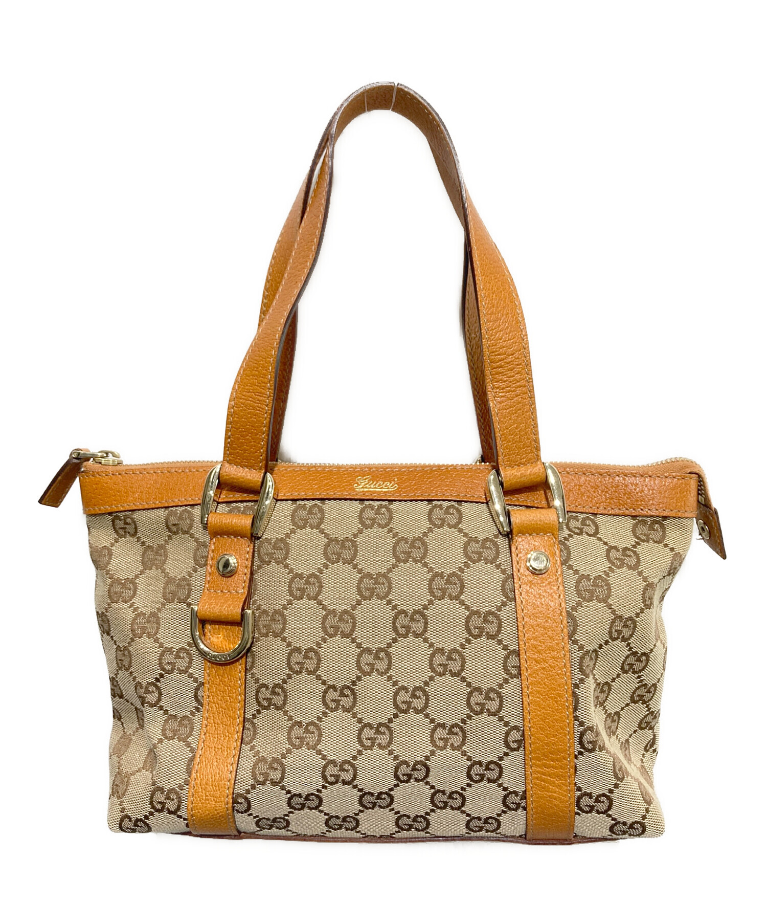 GUCCI GGキャンバス トートバッグ オレンジ 中古・古着通販】GUCCI (グッチ) GGキャンパストートバッグ ベージュ
