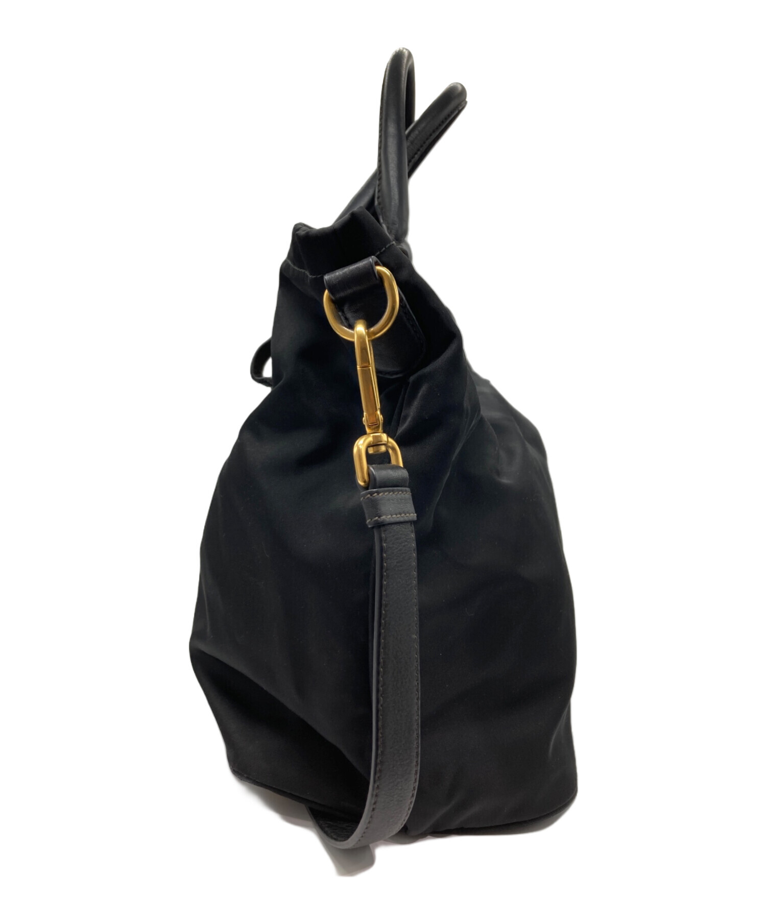 PRADA プラダ 2WAYハンドバッグ ナイロン レザー ブラック 中古 中古・古着通販】PRADA (プラダ) 2WAYハンドバッグ/ナイロン
