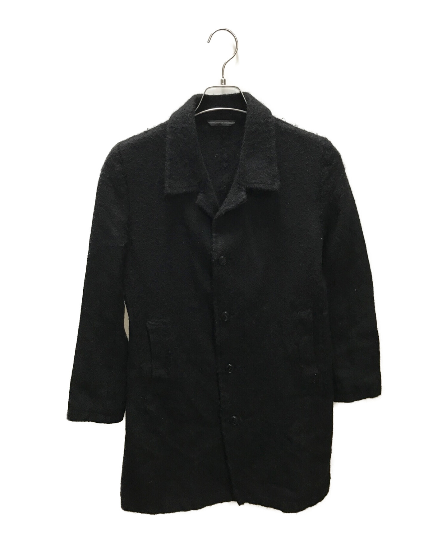 【レディース】Y's for living ノーカラー ウールコート 黒 Y's ブラックウールコート レディース】Y's for living ノーカラー