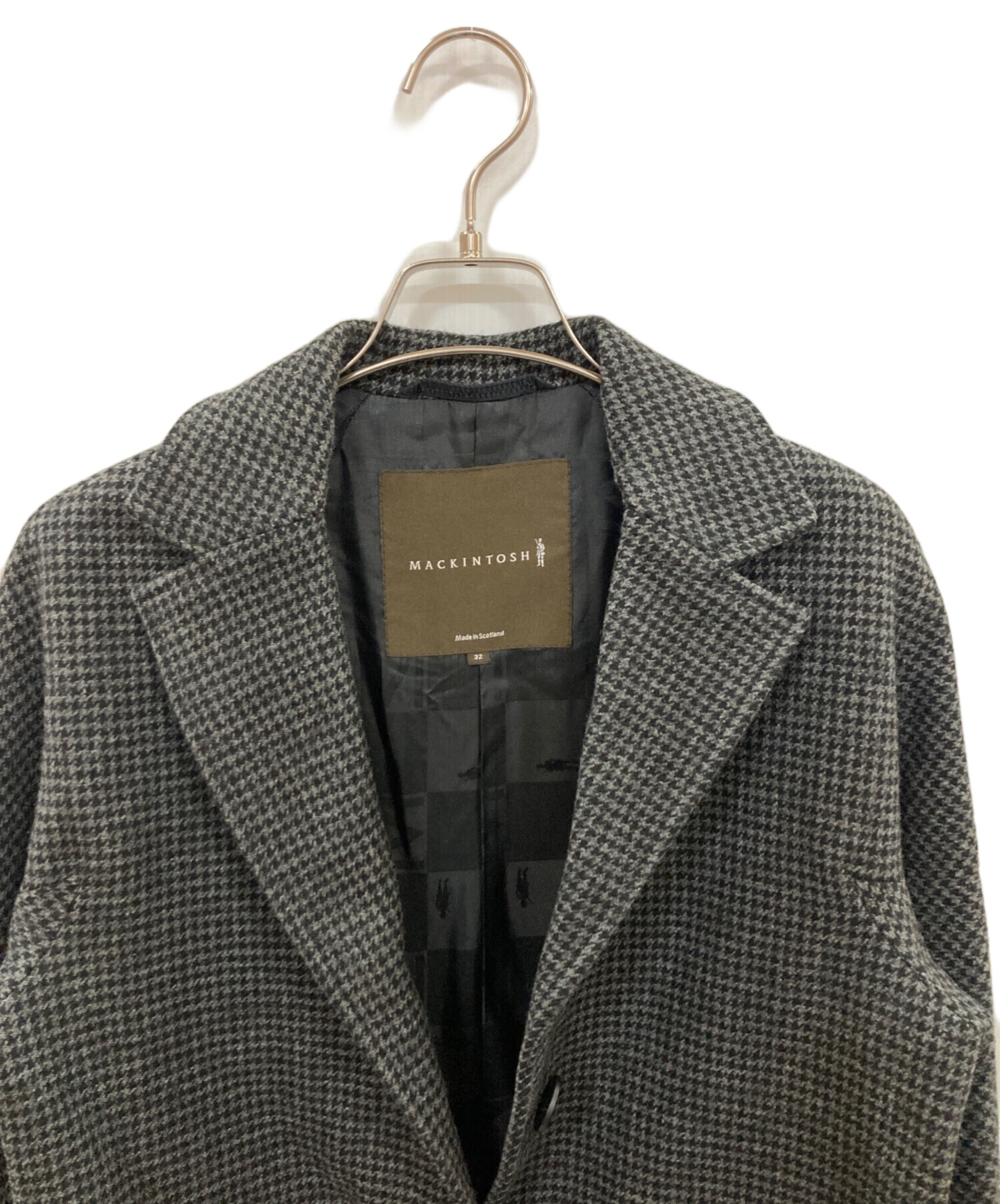 【極美品】カシミヤ混　マッキントッシュ　チェスターコート　千鳥　白　黒　38 美品✨ マッキントッシュ チェスターコート チドリ 千鳥格子
