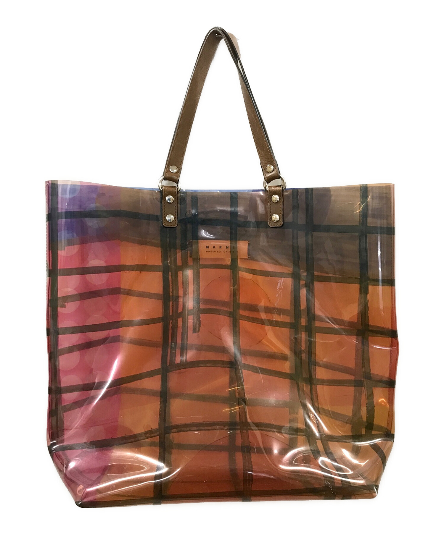 マルニ☆MARNI☆ハンドバッグ☆カゴバック☆クリア☆トート☆美品 中古・古着通販】MARNI (マルニ) クリアトートバッグ｜ブランド・古着