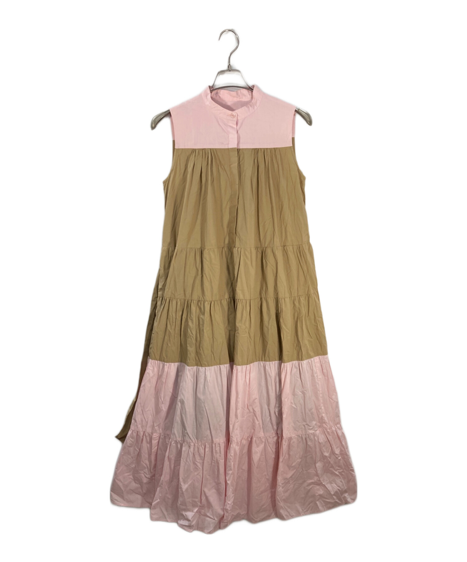 中古・古着通販】OBLI (オブリ) バイカラーティアードワンピース  