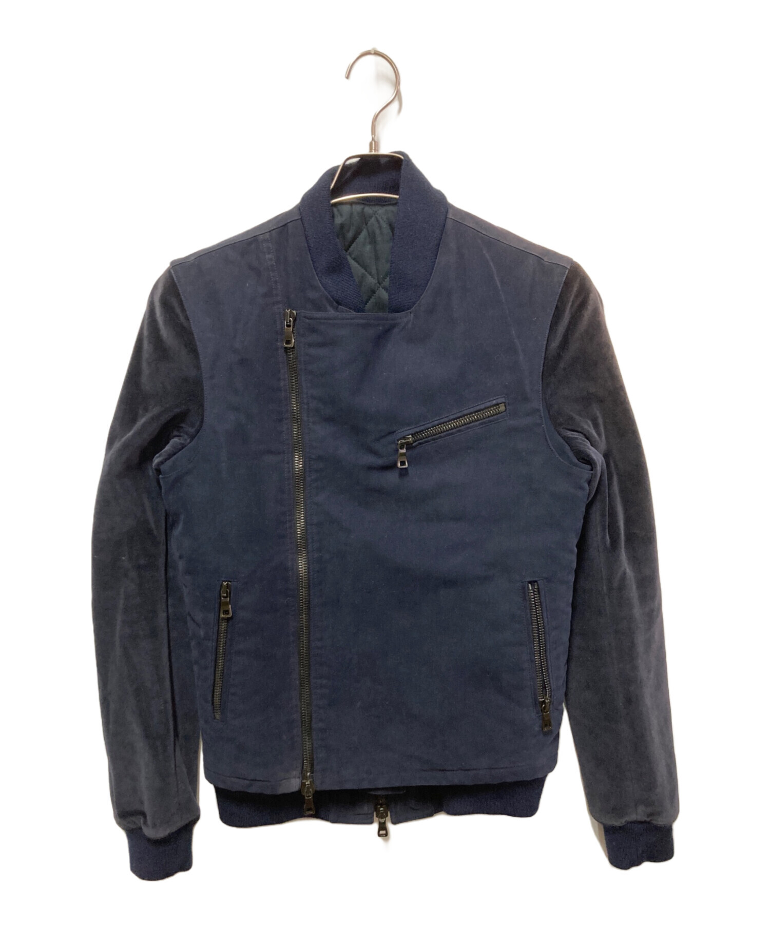 中古・古着通販】BALMAIN (バルマン) ベロア切替ブルゾン ネイビー 