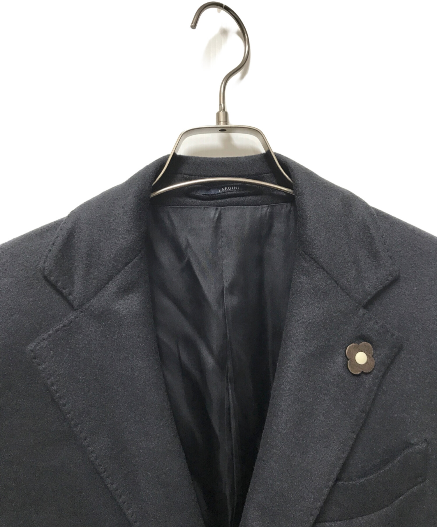 ハンガーLARDINI ネイビー カシミヤ ウール チェスターコート 46