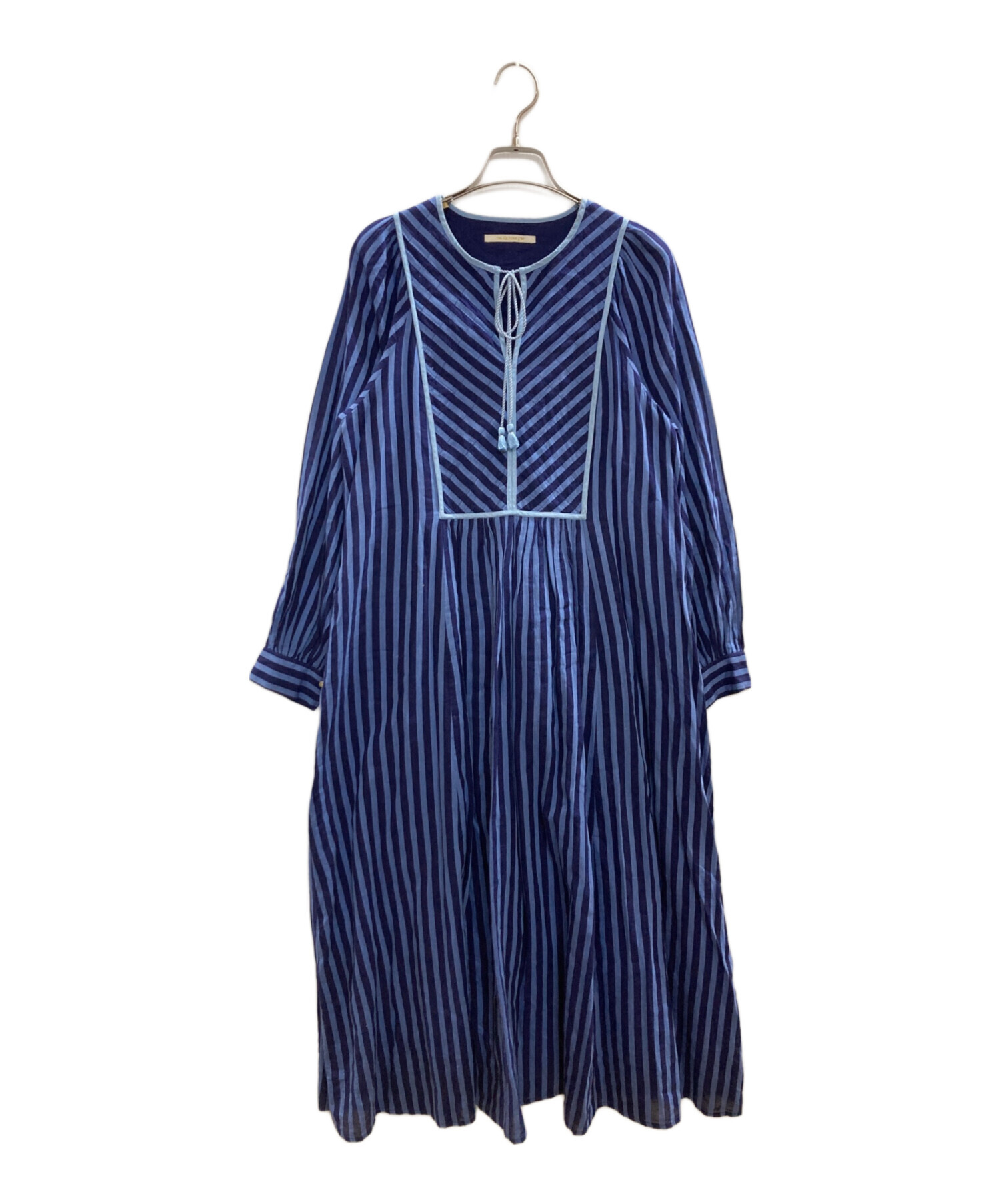 ヌキテパ　Cotton Gather Dress Cotton Voile Stripe Waist Gather Dress | Pasand by ne