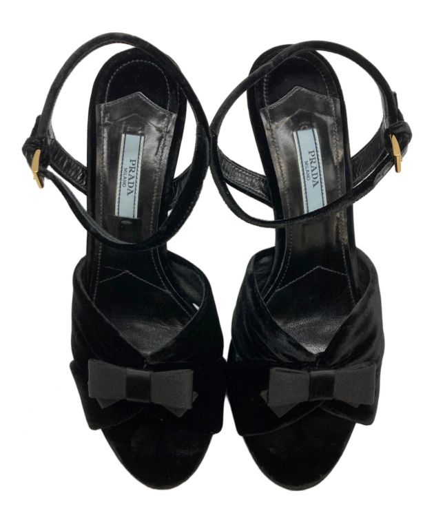 中古・古着通販】PRADA (プラダ) ベロアリボンヒールパンプス 中古・古着通販】PRADA (プラダ) ベロアリボンヒールパンプス