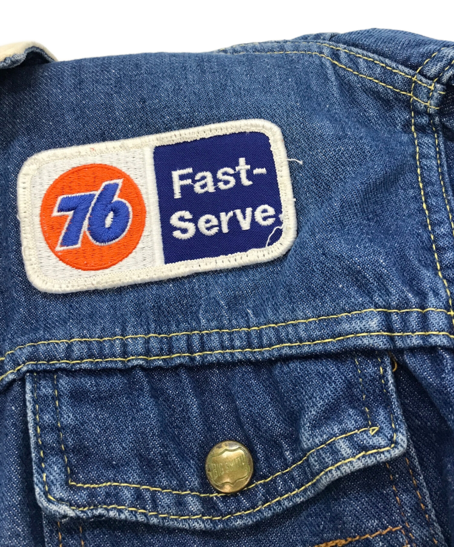 廃盤☆  ボア　デニム　ジャケット 背面ビッグロゴ　青 中古・古着通販】BIG SMITH (ビッグスミス) 70sボアデニムジャケット