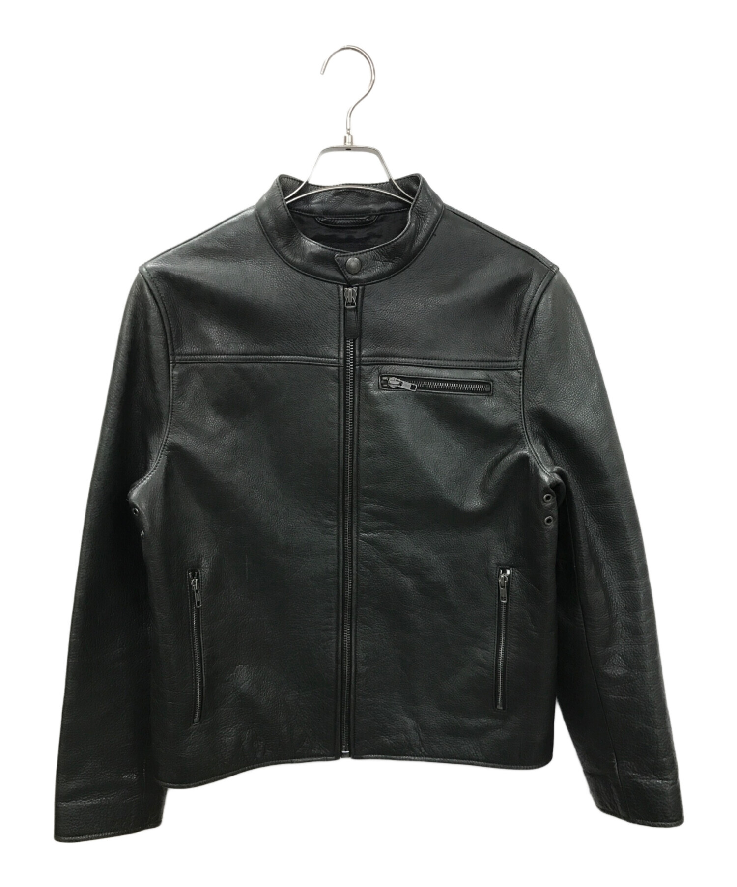 COACH シングルライダースジャケット ブラック Lサイズ 中古・古着通販】COACH (コーチ) シングルライダースジャケット