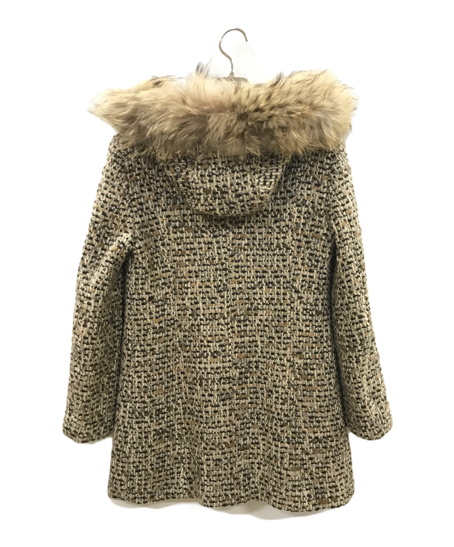 美品♡最高級♡ツイード♡ラクーンファー♡Max Mara マックスマーラ コート 美品♡最高級♡ツイード♡ラクーンファー♡Max Mara マックスマーラ