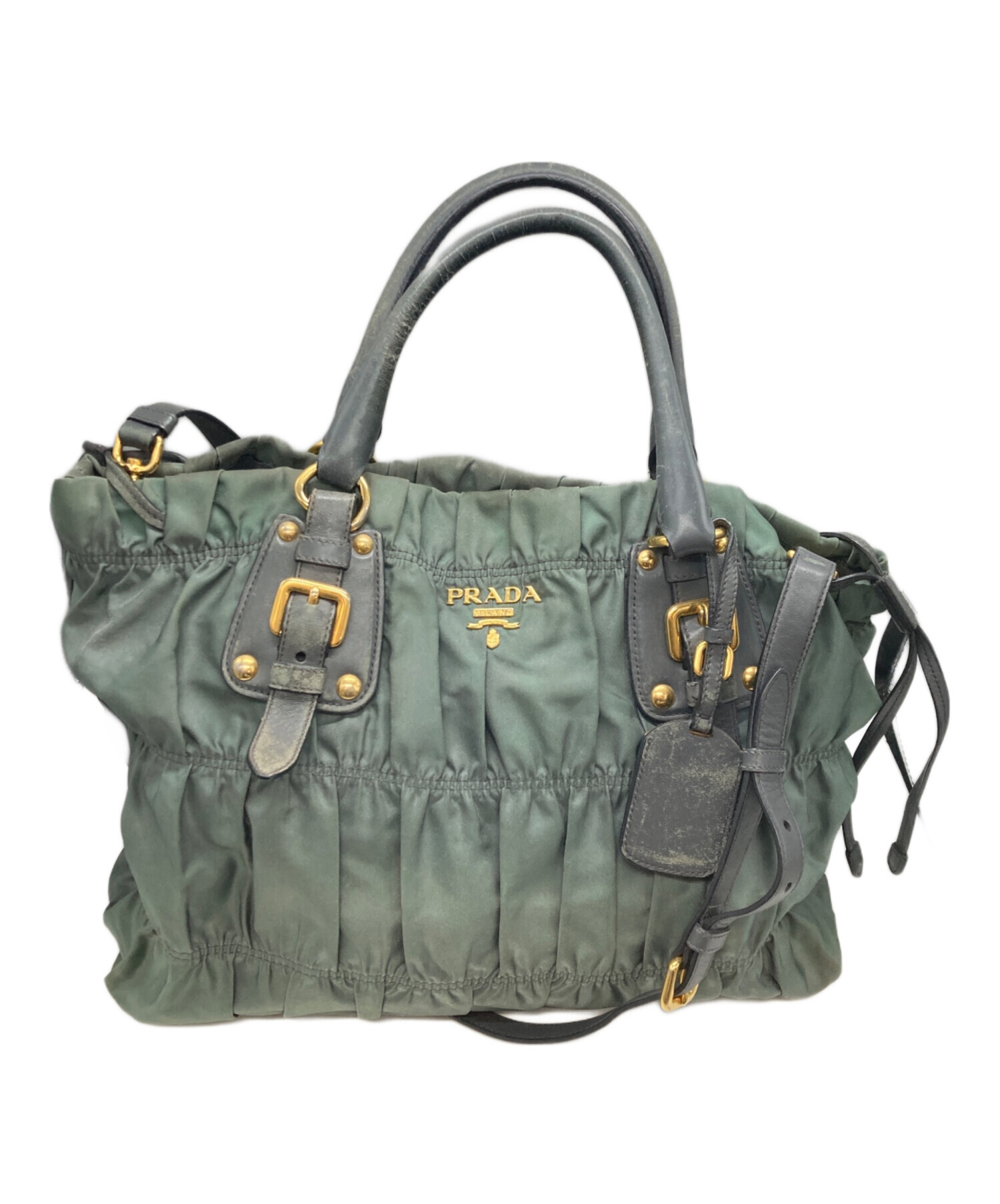 中古・古着通販】PRADA (プラダ) プリーツバッグ2WAYショルダーバッグ 