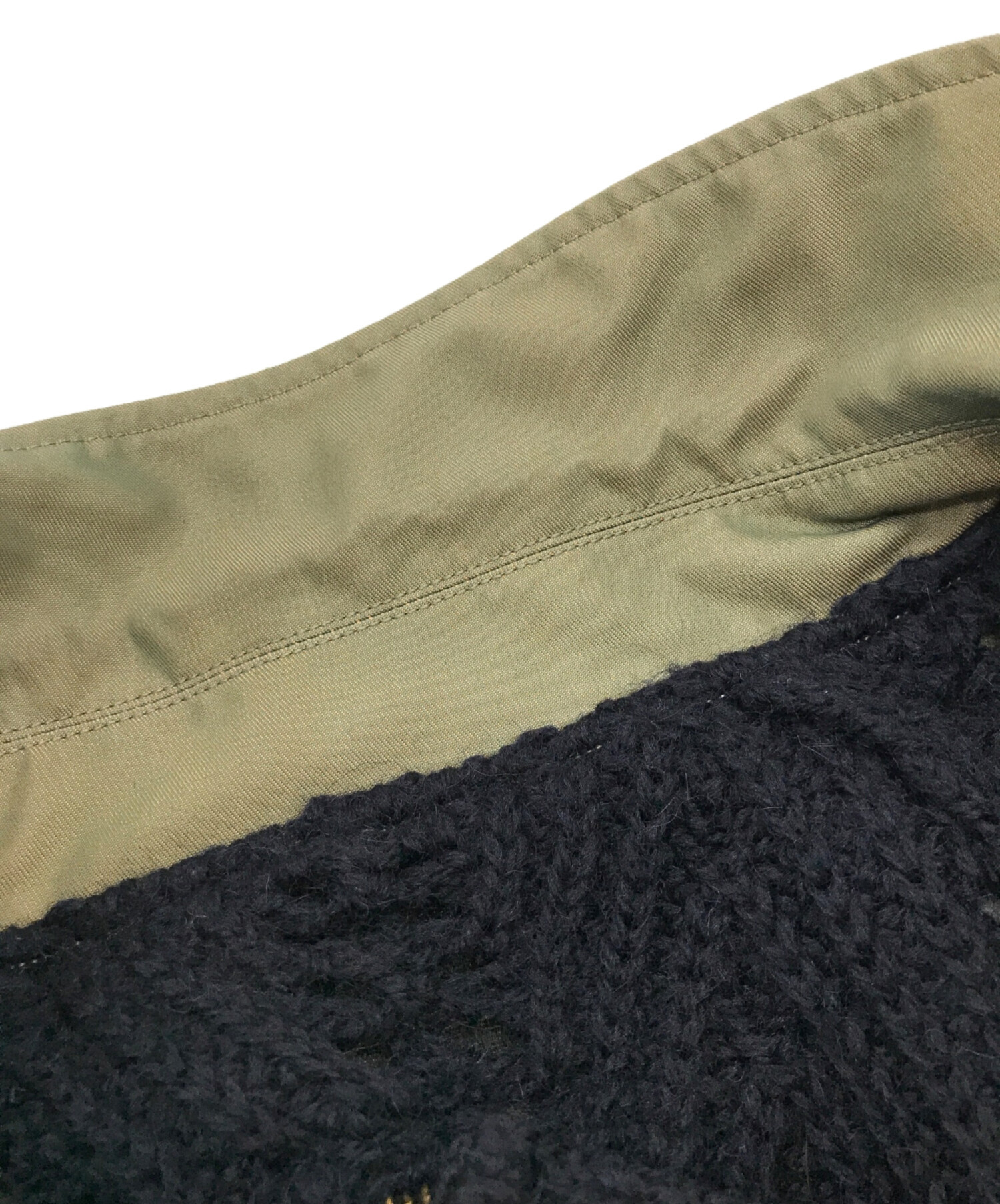 中古・古着通販】KOLOR (カラー) SWICHING KNIT/23AW ブラック×カーキ 